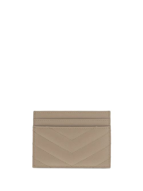 Cassandre matelassé porta carte in pelle goffrata grain de poudre SAINT LAURENT | 423291BOW012721